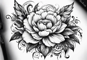 Flower tattoo with wings for full stomach area tattoo idea