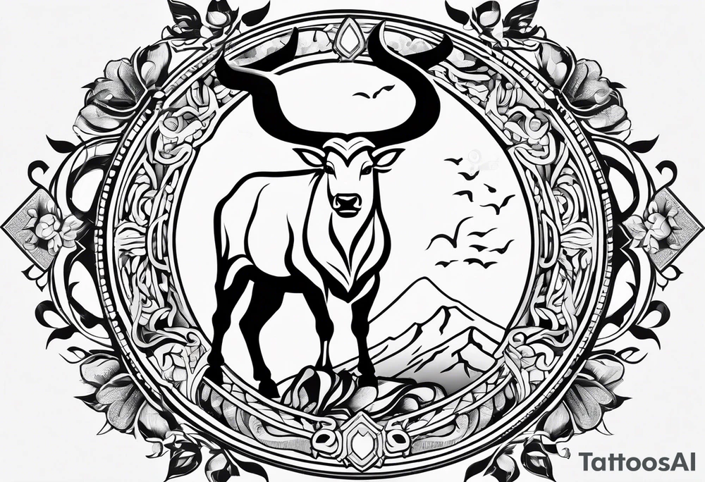 Taurus symbol, Aquarius symbol, Libra symbol, combination, family, no animals tattoo idea
