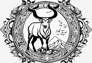 Taurus symbol, Aquarius symbol, Libra symbol, combination, family, no animals tattoo idea