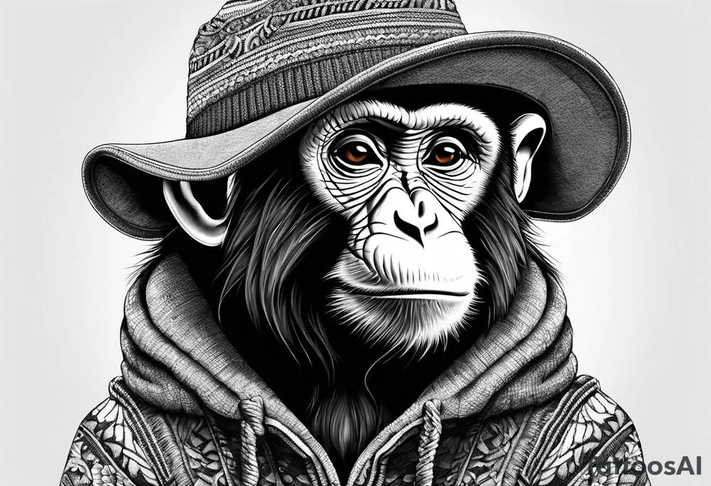 Monkey with a sweater and hat tattoo idea