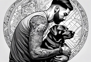 A man and his dog tattoo idea