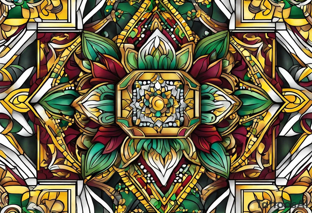 Number 24 with colors green, yellow, maroon and black tattoo idea