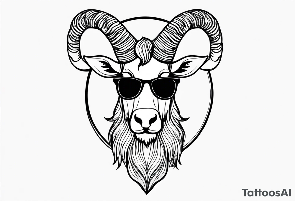 capricorn with beard and sunglasses tattoo idea