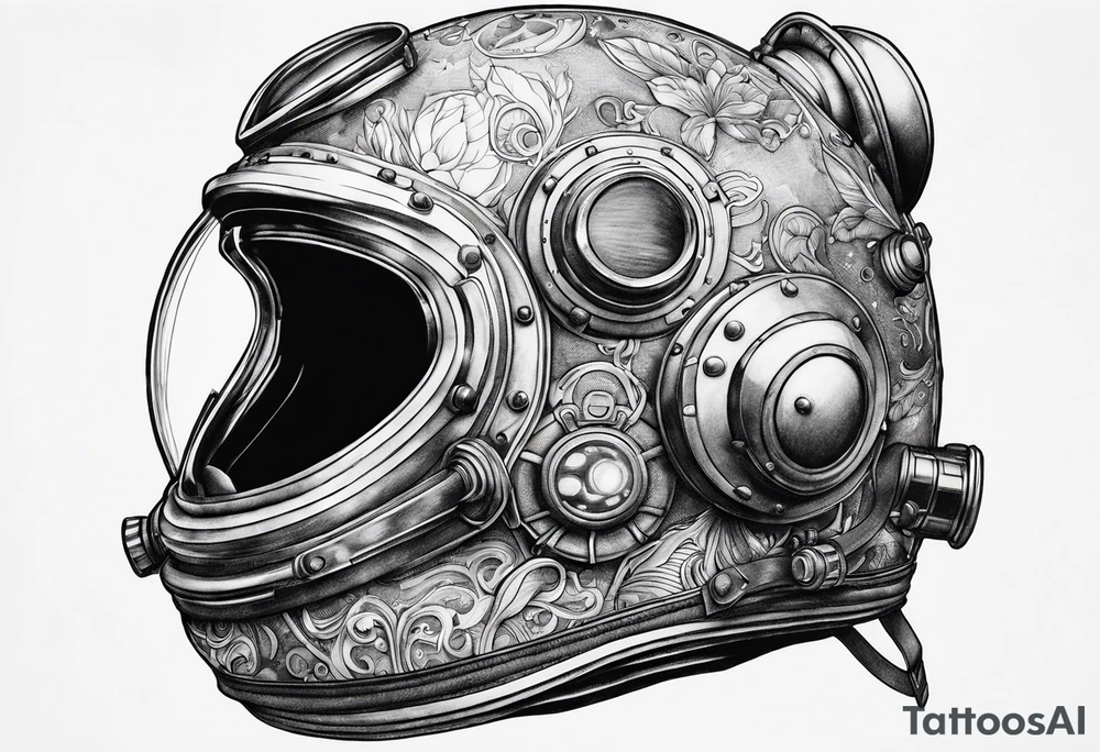 mark v diving helmet mixed with a space helmet tattoo idea