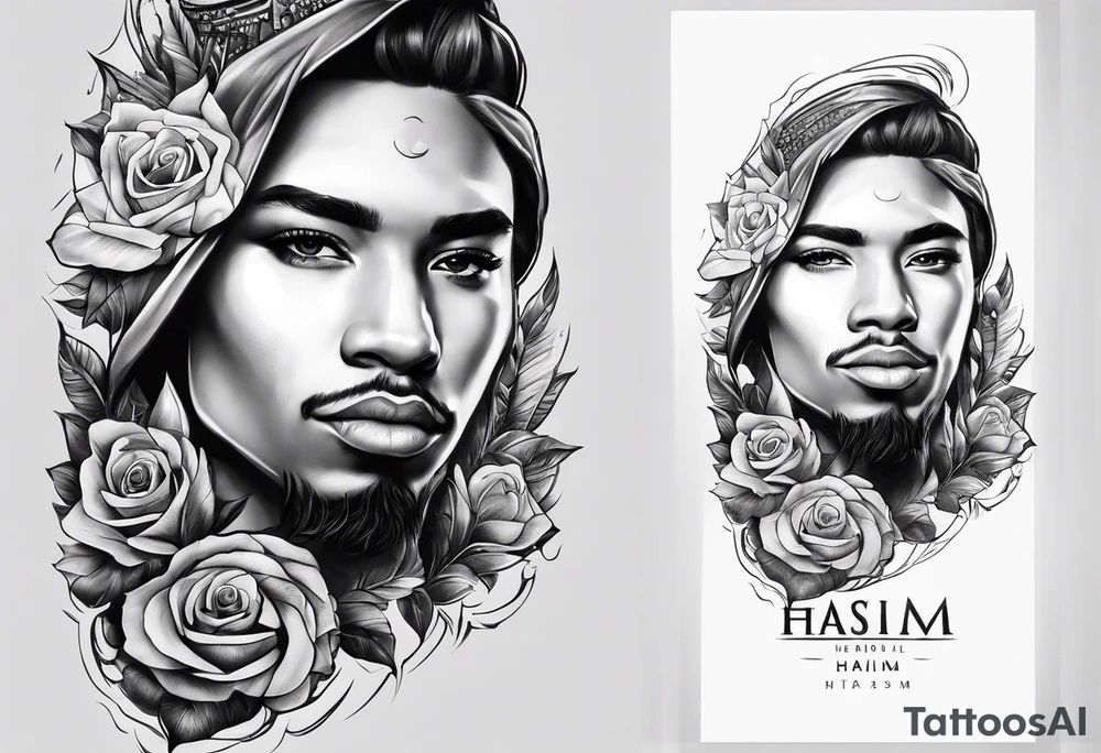 memorial Arm tattoo that say HASIM tattoo idea