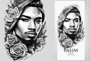 memorial Arm tattoo that say HASIM tattoo idea