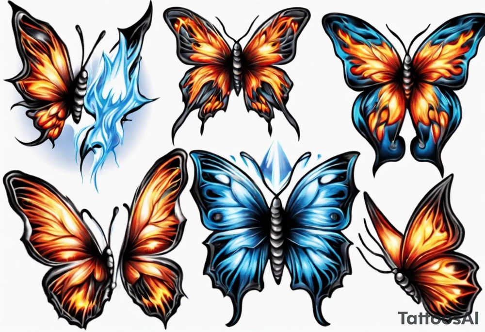 Butterfly in fire and ice tattoo idea