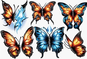 Butterfly in fire and ice tattoo idea