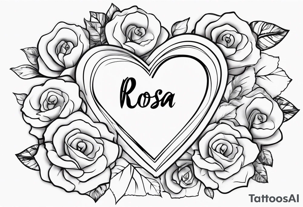 name Rosa  with heart tattoo idea