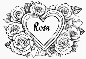 name Rosa  with heart tattoo idea