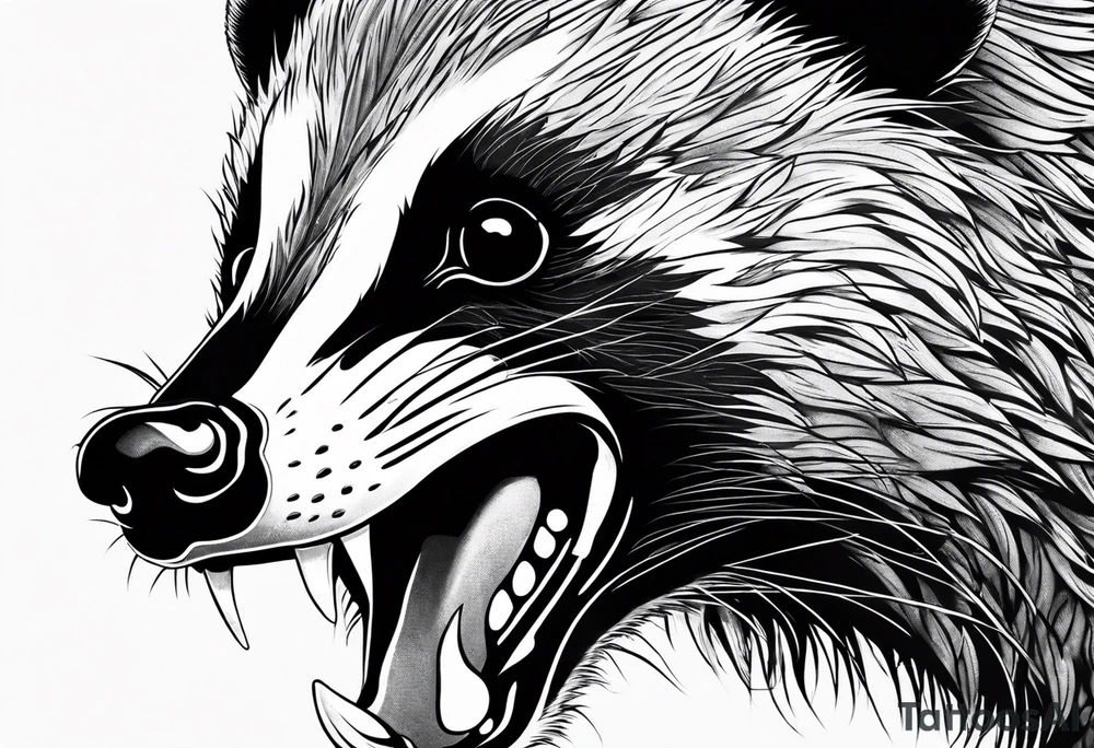 badger mouth open tattoo idea
