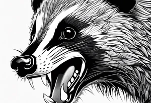 badger mouth open tattoo idea
