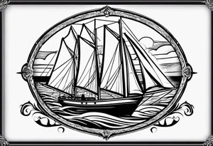 sailboat sail patched in such a way that it resembles a maritime lighthouse. tattoo idea