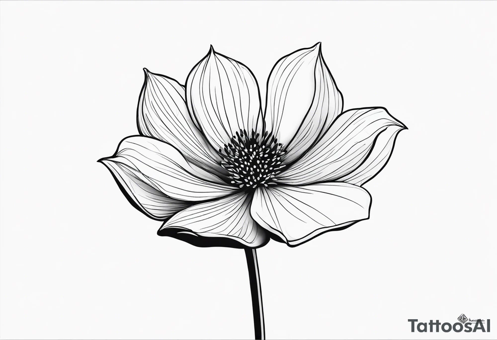 one very simple and no detailed waratha flower with stem in black and white tattoo idea