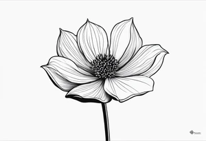 one very simple and no detailed waratha flower with stem in black and white tattoo idea