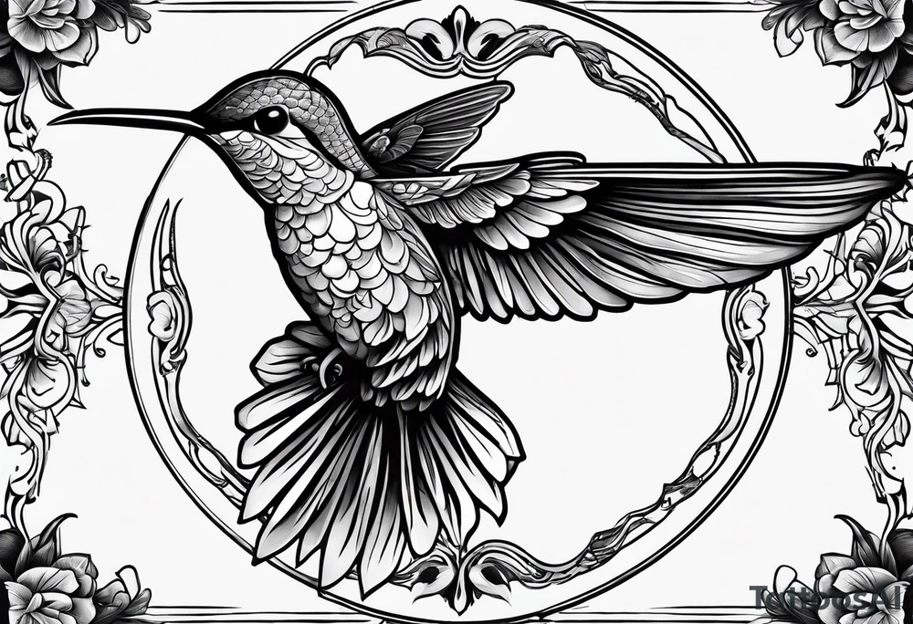 death in a shape of a humming bird tattoo idea