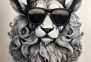 capricorn with beard and sunglasses tattoo idea