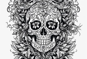 Leafy vines with grave tattoo idea