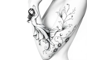 Girl falling and transitioning to standing. Surreal. Large hand helps her up tattoo idea