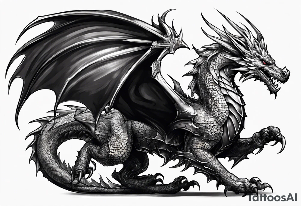 knight fighting dragon tattoo idea