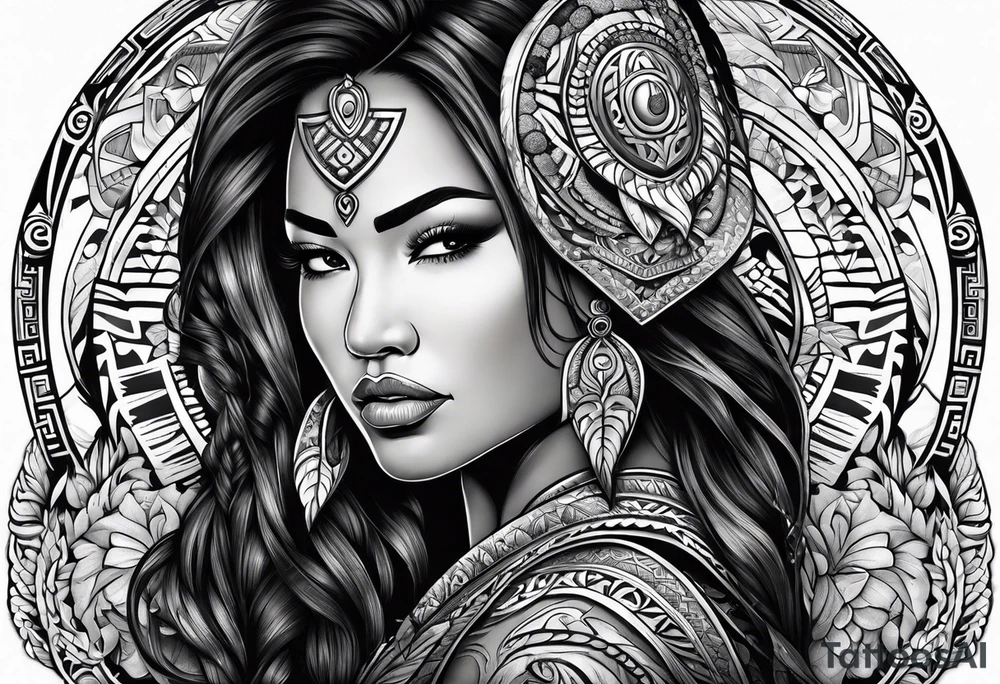 Māori female warrior doing pukana tattoo idea Māori female warrior doing pukana tattoo idea