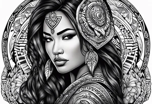 Māori female warrior doing pukana tattoo idea