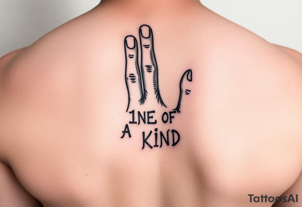 Finger Print That Says 1NE OF A KIND in the middle tattoo idea