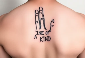 Finger Print That Says 1NE OF A KIND in the middle tattoo idea