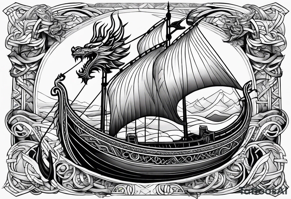 Valhalla viking boat dragon tattoo idea