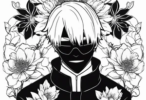 Kaneki from Tokyo ghoul with his flowers surrounding him tattoo idea