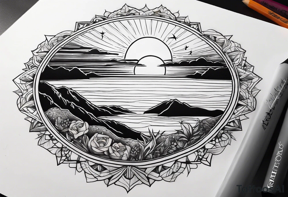 sunset tattoo idea