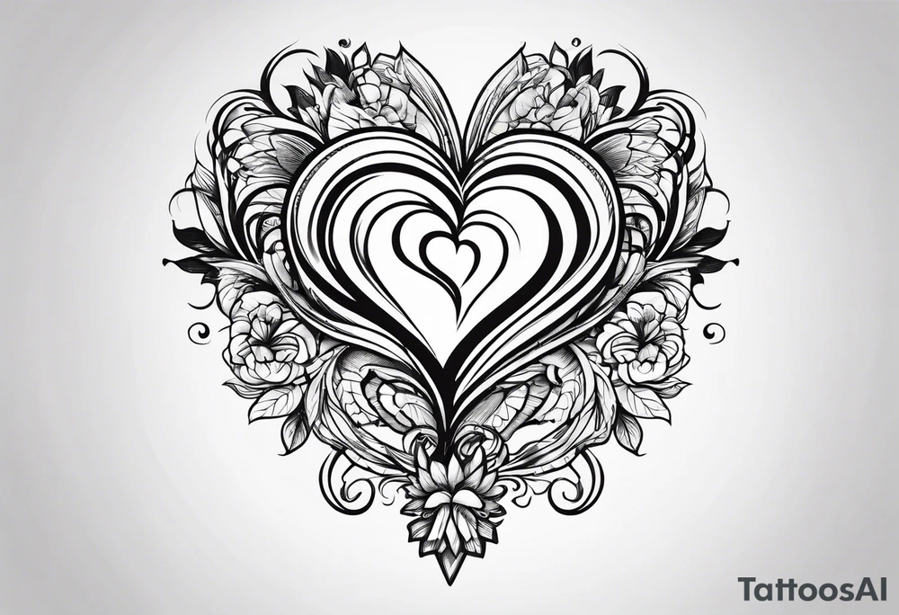 small black line hearts tattoo idea