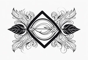 Infinity sign with feather and fish in it tattoo idea