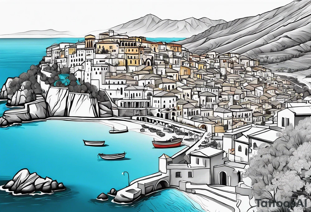 Outline of the region of the  Calabria map tattoo idea