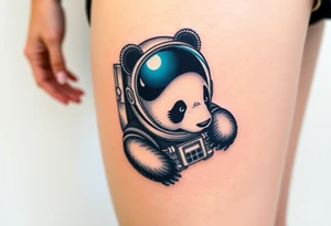 Panda with astronaut suit in outer space tattoo idea