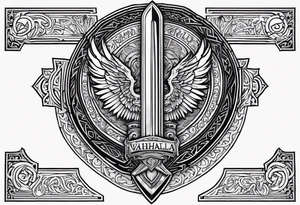 Valhalla sheild sword stairs tattoo idea