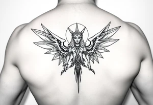 Protection divinity tattoo stencil for leg tattoo idea