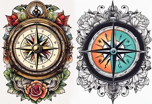 vintage compass tattoo idea