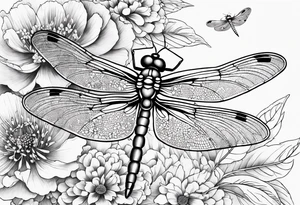 Dragonflies and flowers tattoo idea