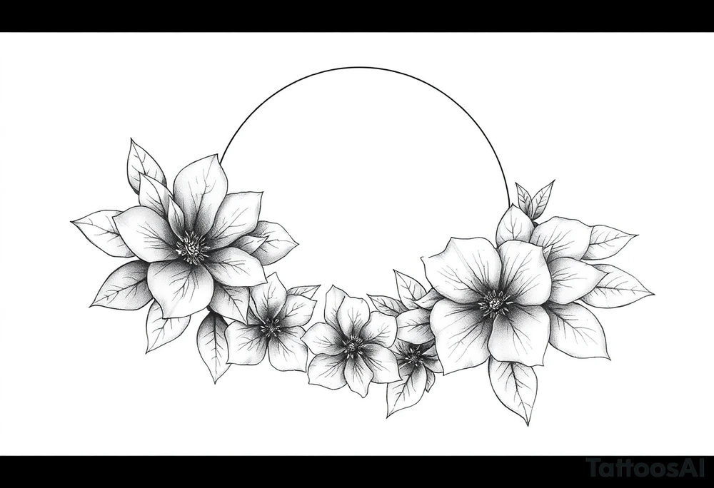 moon-shaped flowers tattoo idea
