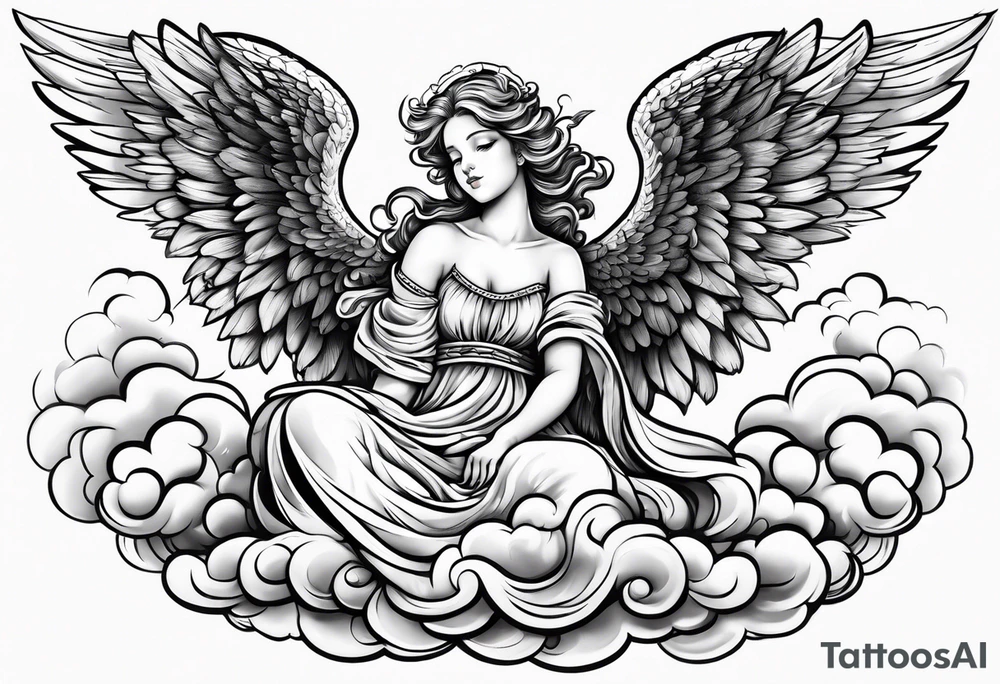 angel on a cloud tattoo idea