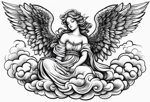 angel on a cloud tattoo idea