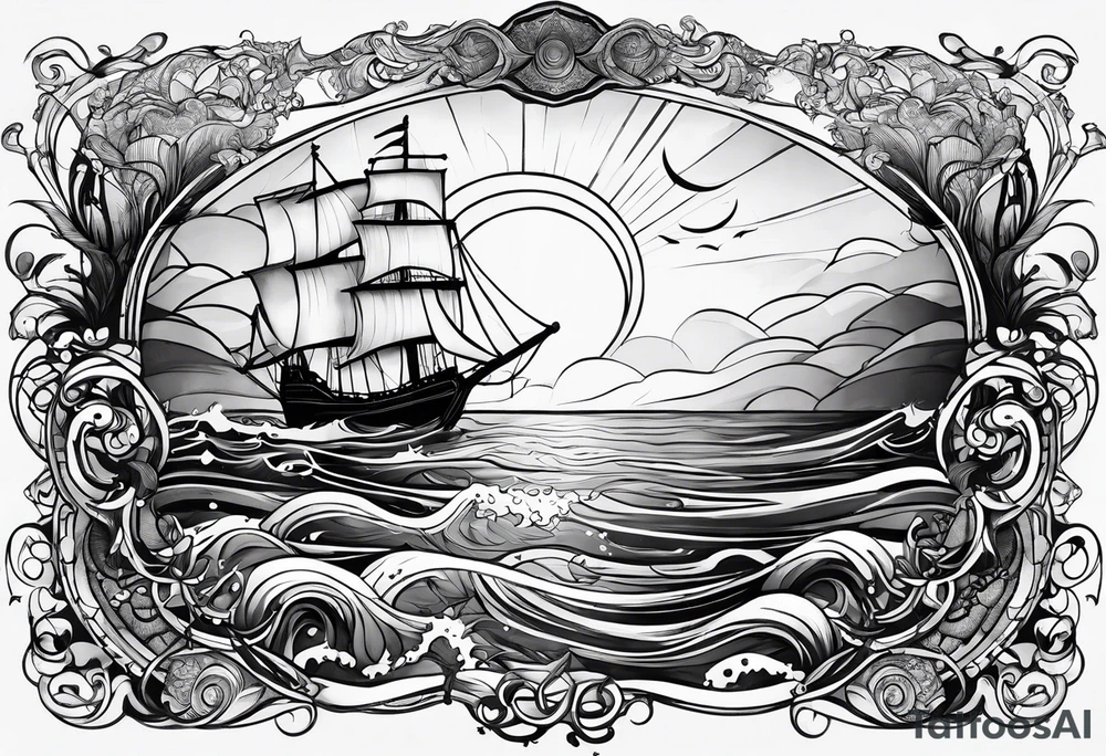 fantasy related, and sea related, with the words: "the sea does not dream of you" tattoo idea