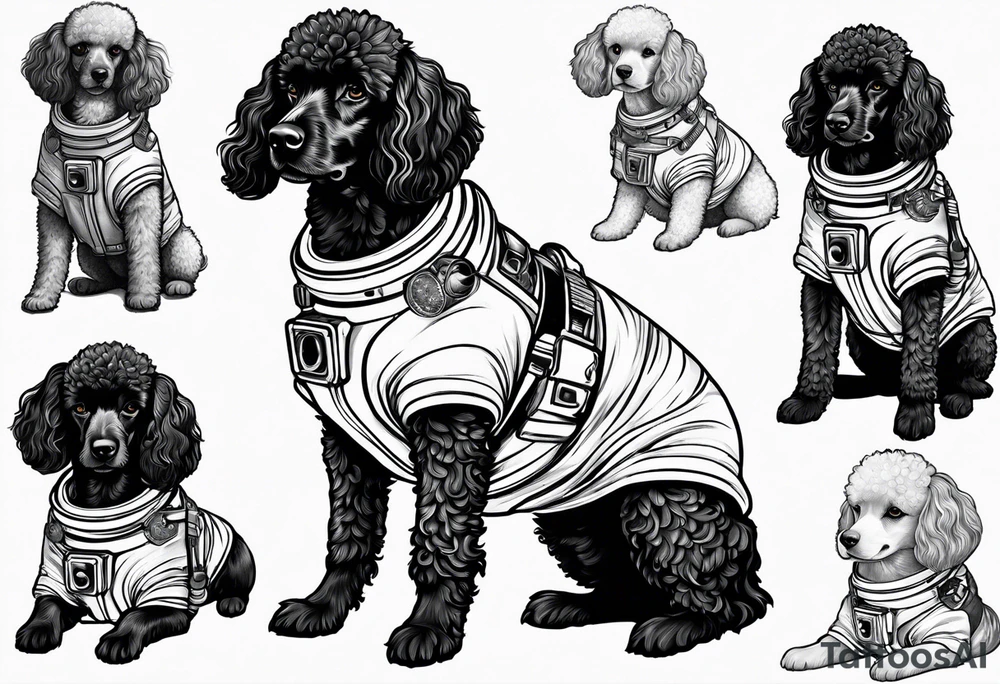 poodle mix dog in a space suit tattoo idea