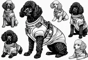poodle mix dog in a space suit tattoo idea