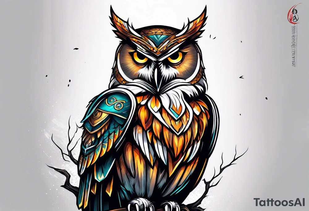 MUSCULAR MEAN OWL SUPERHERO MACOT
 STYLE tattoo idea