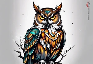 MUSCULAR MEAN OWL SUPERHERO MACOT
 STYLE tattoo idea