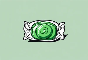 a small green and white candy in a wrapper tattoo idea