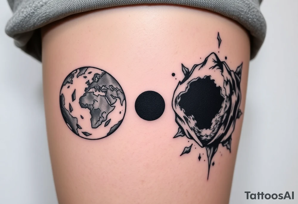 2 different worlds on both sides of a black hole tattoo idea