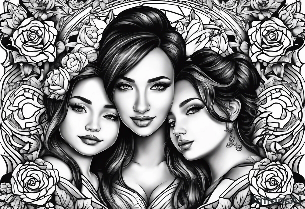 Mom with son and daughter tattoo idea